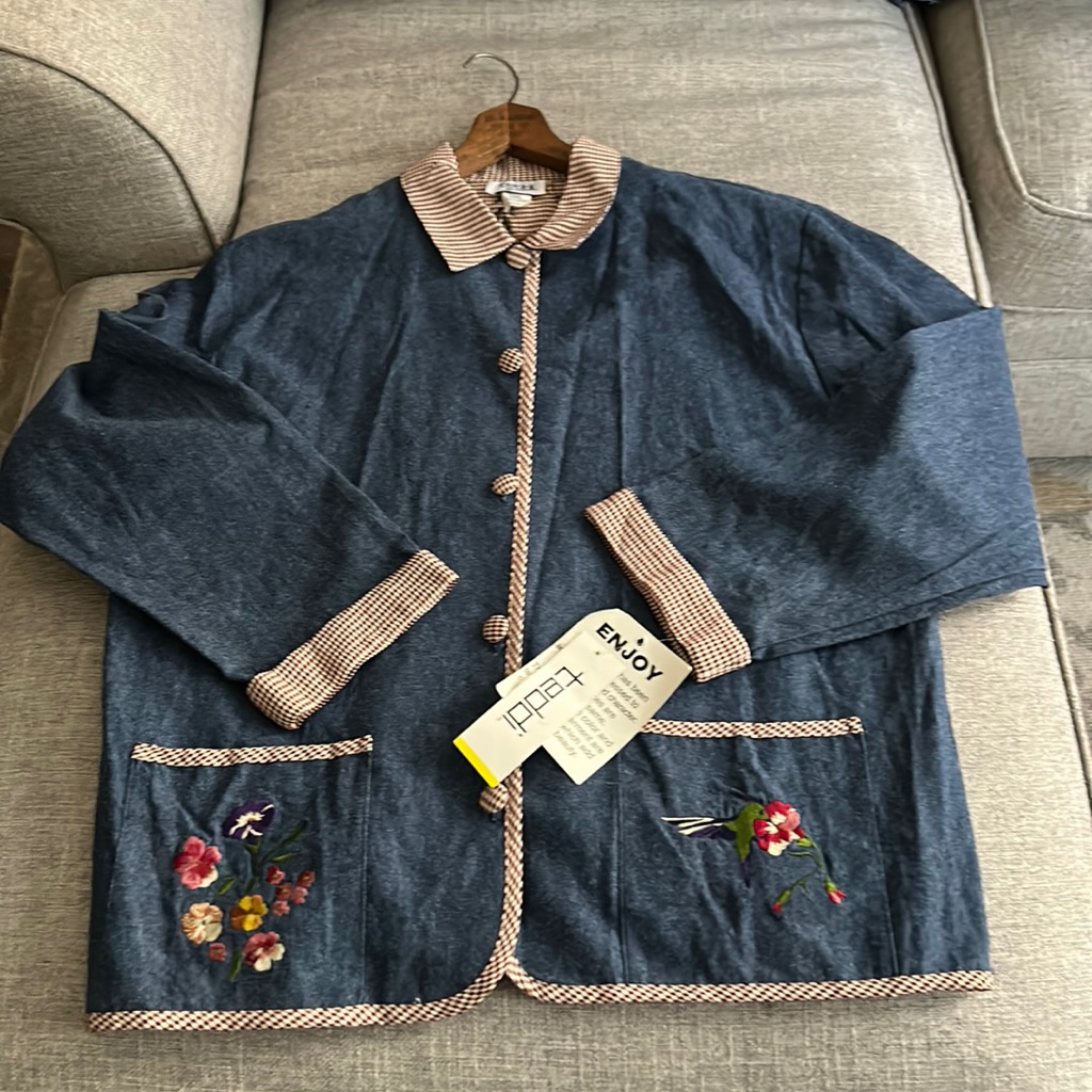 Vintage Deadstock Teddi Denim Embroidered Chore Coat Large